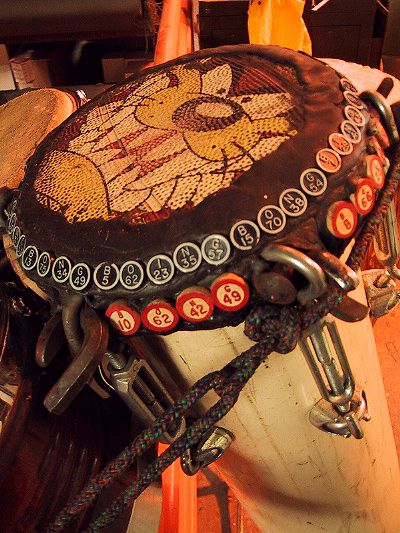 [Banker is an instrument maker and then place was full of his home made drums.
]